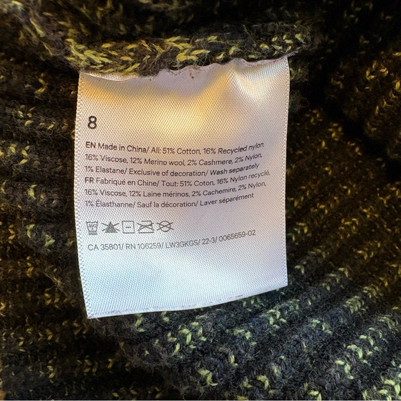 Lululemon Cotton-Cashmere Blend Mock Neck Sweater in Green Blue Black size 8 - Picture 6 of 10